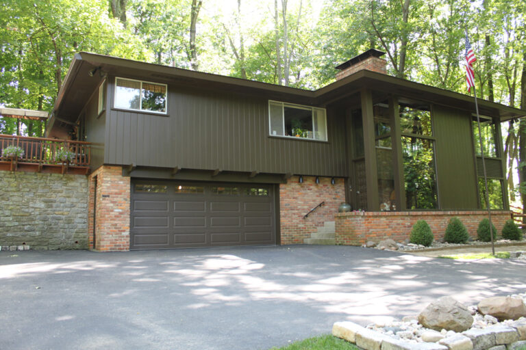 16' x 7' Traditional Long Panel Steel Door 4216 Brown w/ Stockton Windows