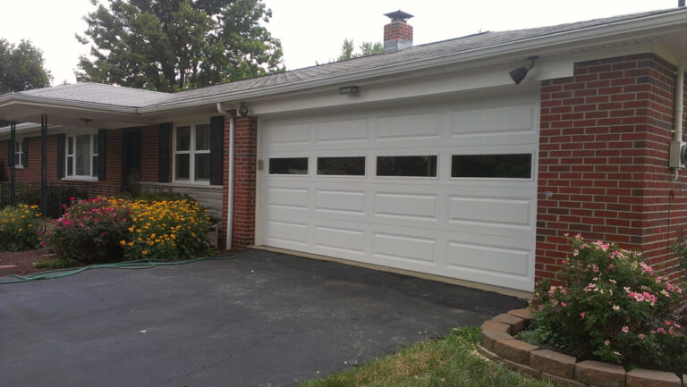 16' x 7' Traditional Long Panel Steel Door 4216 White w/ Plain Windows