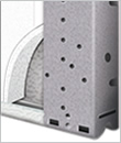 Cutaway diagram of polystyrene insulation in a garage door